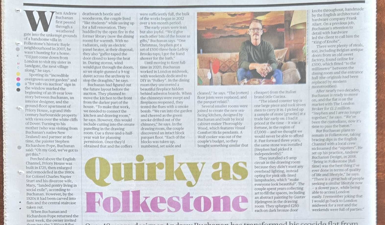 Priory House featuring in The Sunday Times newspaper